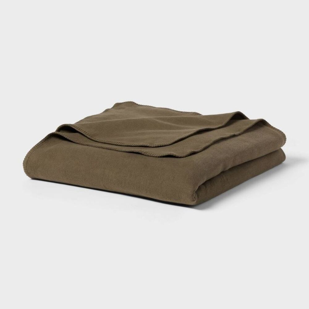 King Brushed Cotton Blanket Solid Green - Threshold
